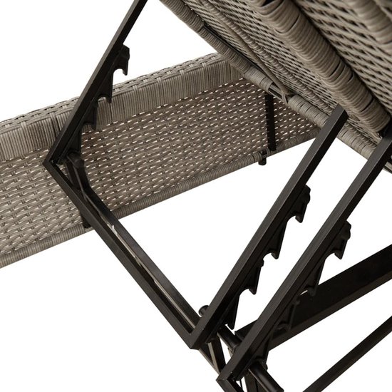 Poly rattan ligbed met verstelbare rugleuning tweepersoons lichtgrijs — afbeelding 3