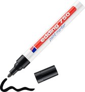 edding 750 lakmarker - zwart - 1 verfstift - ronde punt 2-4 mm - verfstift voor markeren en labelen van metaal, glass, steen of plastic - hittebestendig, permanent, veegvast en watervast
