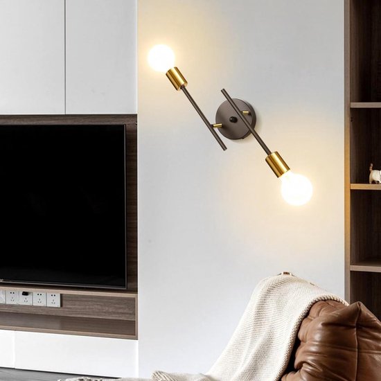 Vintage wandlamp, 2 lampen, E27, industriële plafondlamp, moderne metalen wandlamp, plafondlamp voor woonkamer, slaapkamer, keuken, hal, zonder lamp — afbeelding 3