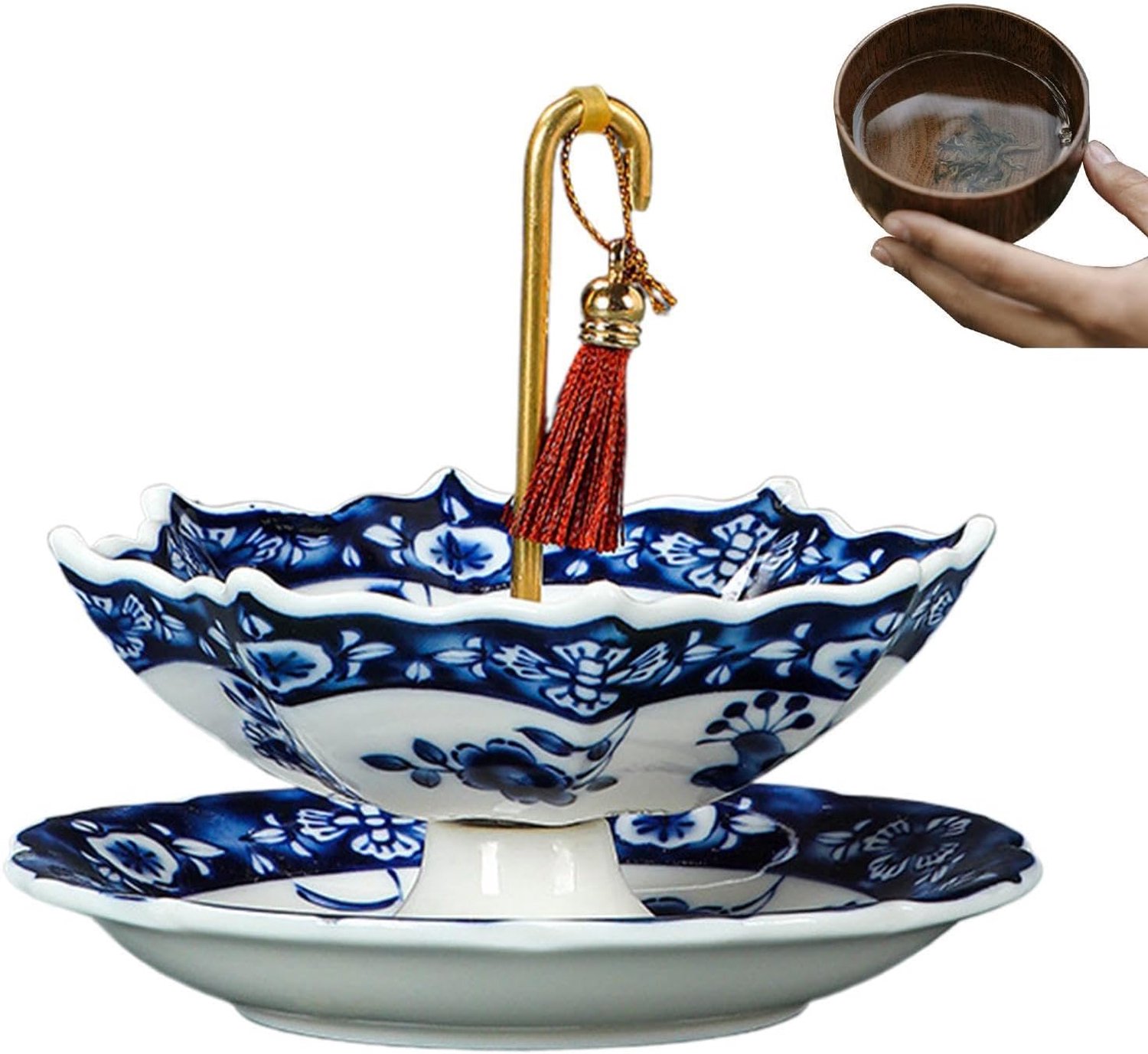 Theezeefje Keramische Vintage Paraplu met Opvangbakje