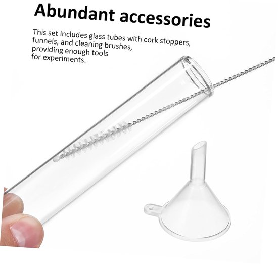 16 Stuks Delige Reageerbuisset van Hoogborosilicaatglas met Inclusief Trechter Reinigingsborstel Lekvrije Opslag voor Monsters Gebruik Bij Experimenten — afbeelding 5