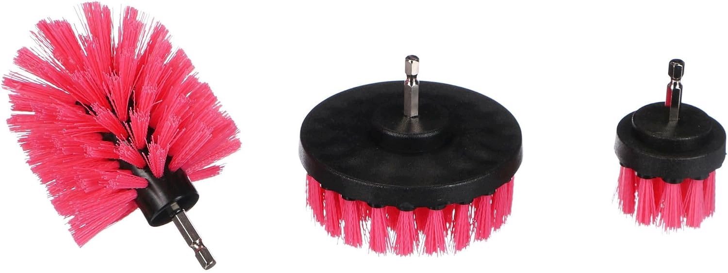 Roze Boorborstel Set voor Auto Detailen - 3 Delig
