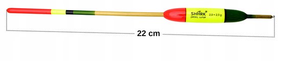 Shark Waggler Dobbel Gewicht Dobber 4g 22cm Balsa Vaste Lood — afbeelding 2