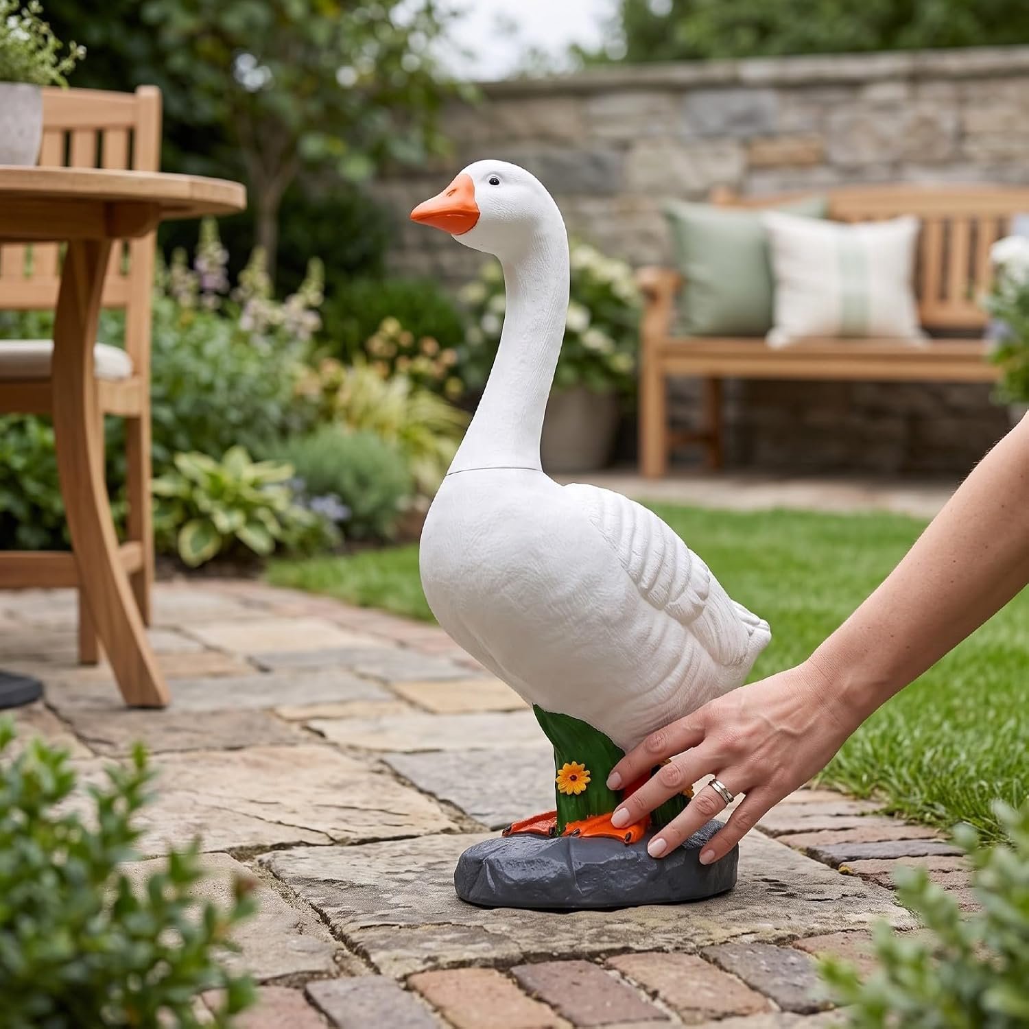 Hars Gans Sculptuur, 23 Inch Buiten Vriendelijk Ontwerp