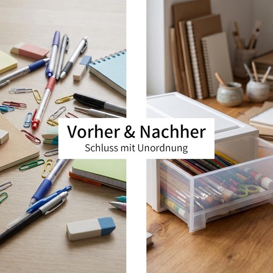 2 stuks ladenbox, kunststof, wit, 30 x 22 x 12 cm, stapelbare bureau-organizer met laden, opbergdoos voor badkamer, slaapkamer, kantoor — afbeelding 4