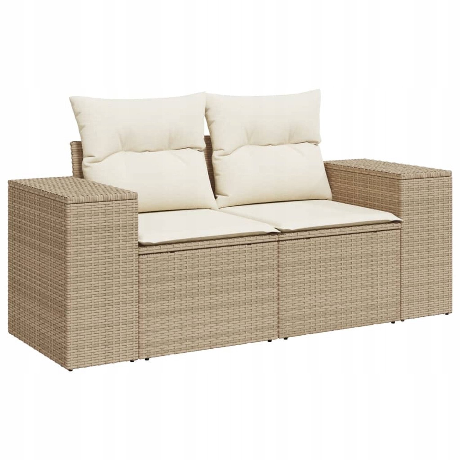 Moderne 2-persoons loungesofa tuinmeubel van PE-rotan, beige