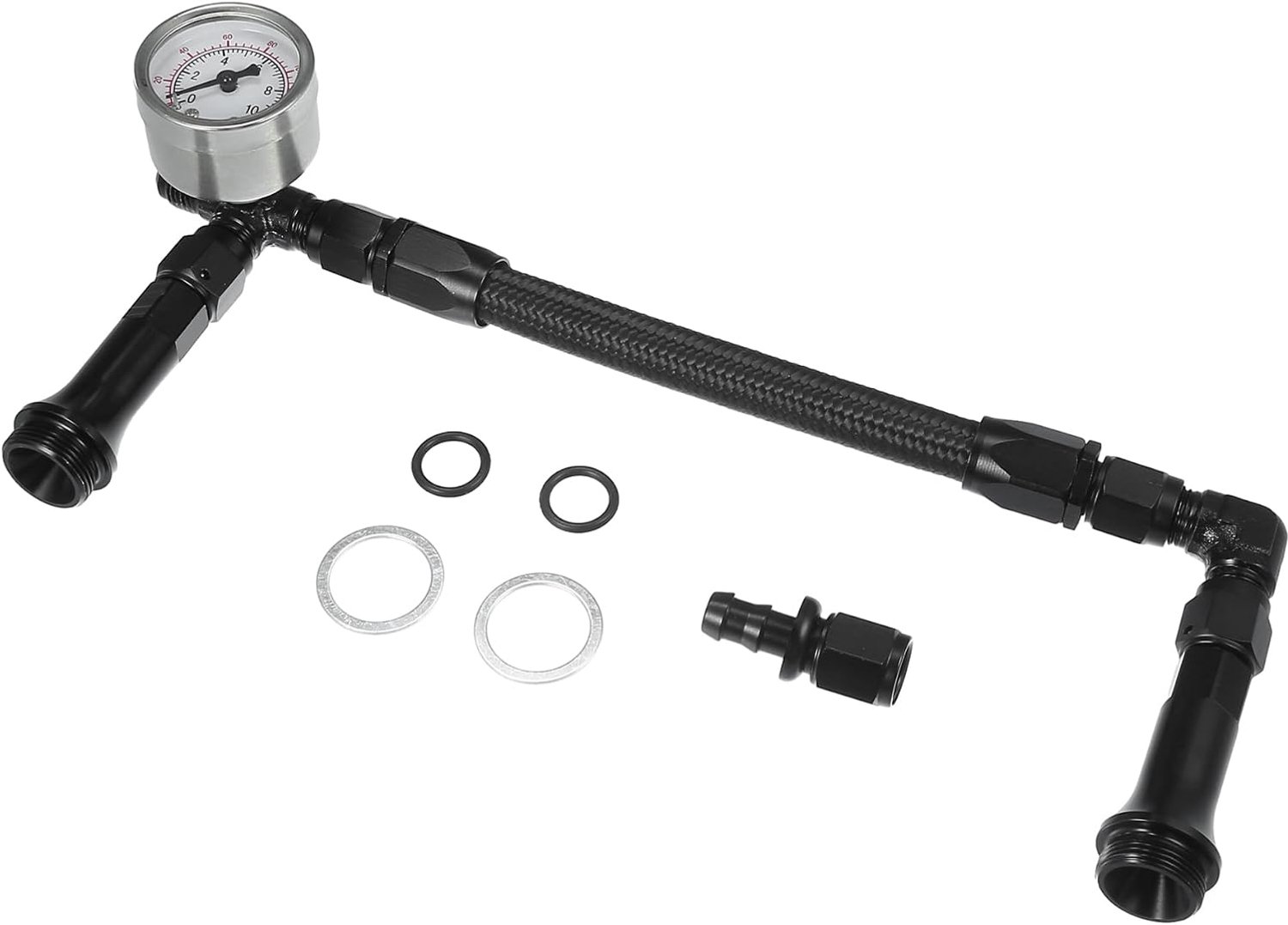 4150 Gevlochten Brandstofleiding Met Drukmeter AN6 Dual Feed Carb Brandstofleiding Voor 4150 Based Carburetor Aluminium Zwart
