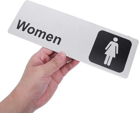 4 stuks zelfklevende aluminium toiletbordjes voor mannen en vrouwen, geschikt voor commerciële bedrijven, restaurants, hotels, kantoren, scholen en openbare gelegenheden, 9x3 inch. — afbeelding 2