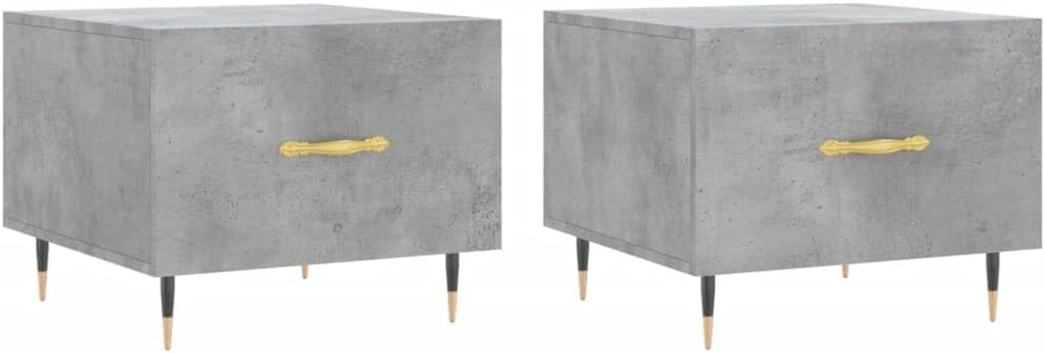 Salontafel met ijzeren poten en lade van hout, wit, 50 x 50 x 40 cm, met opbergruimte, bijzettafel, wit, houtmateriaal, ijzeren poten