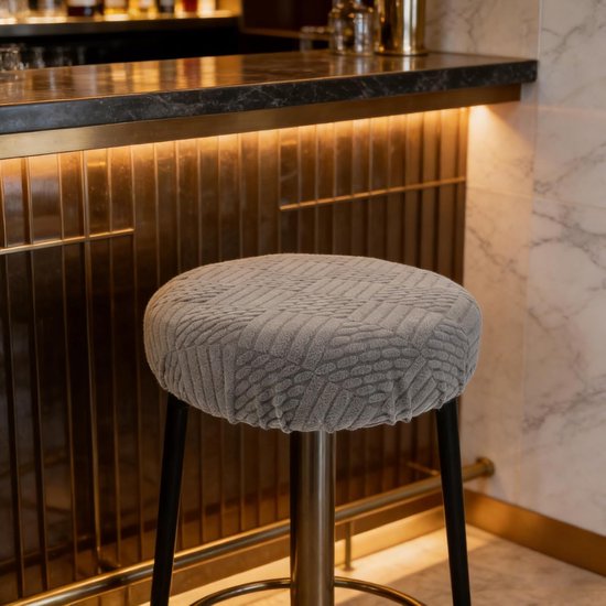 2 Stuks Elastische Ronde Barkrukhoezen voor Barkrukken Wasbare Rekbare Stof Beschermhoezen Geschikt voor Barstoelen Kaptafelstoelen Duurzaam Kreukvrij — afbeelding 3
