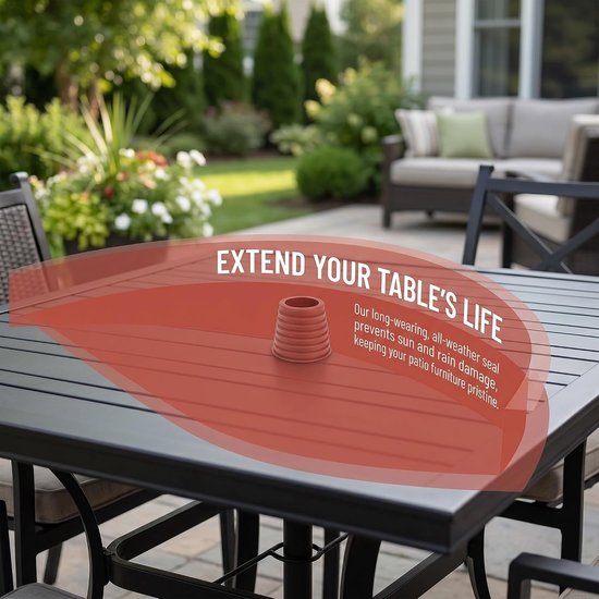 2 stuks parasol tafel inzetstukken, afdichtring voor parasolgat op terrastafel, siliconen stabilisator kegelwig voor zwembadgaten van 2-2,5 inch of 1,5 inch adapter — afbeelding 4