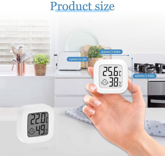 2 stuks thermometer, hygrometer, mini-thermometer voor binnen, hygrometer — afbeelding 4