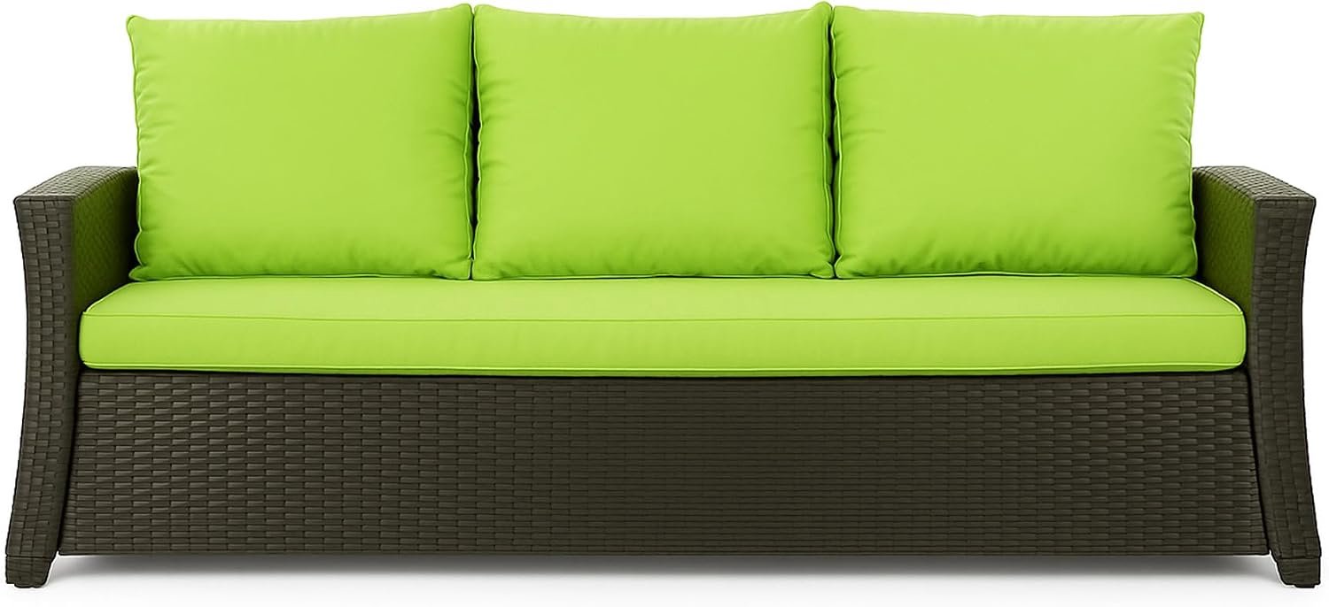 Bankkussen, outdoor zitkussen, voor tuinbank van polyrotan, voor buiten, bankkussen, voor schommelbank, rotan, zitbank, limoen, 150 x 60 x 50 cm