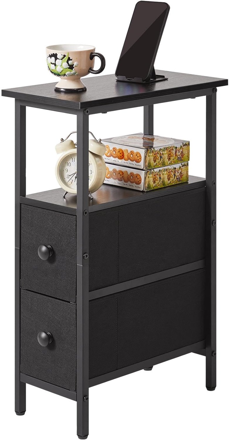 Duraxl smalle bijzettafel, nachtkastje geschikt voor kleine kamers Hst019b Zwart