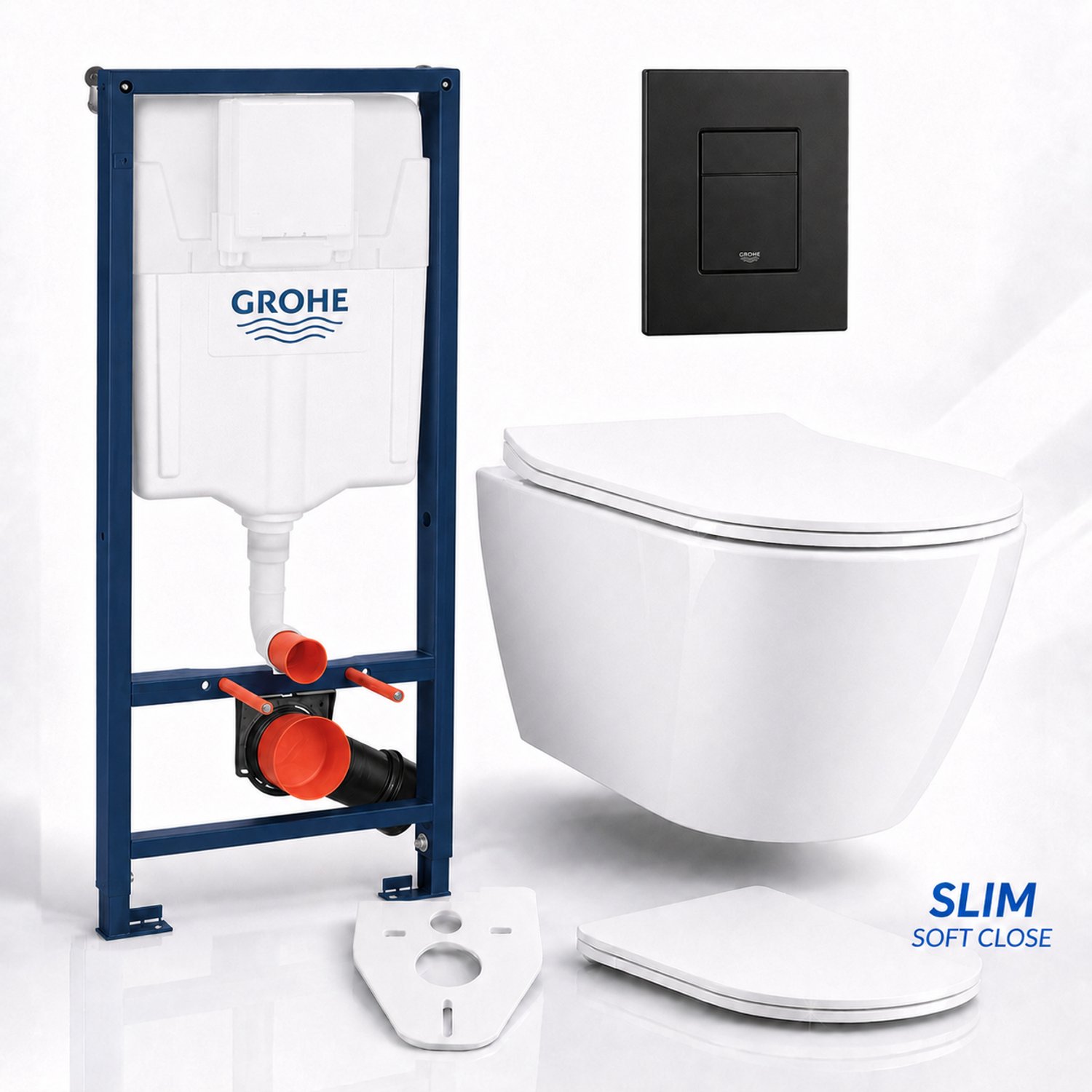 Badland toiletset - Grohe Rapid SL 5w1 FLOW M. - ROLO wit - SkateC zwart - VMD_600S BIG