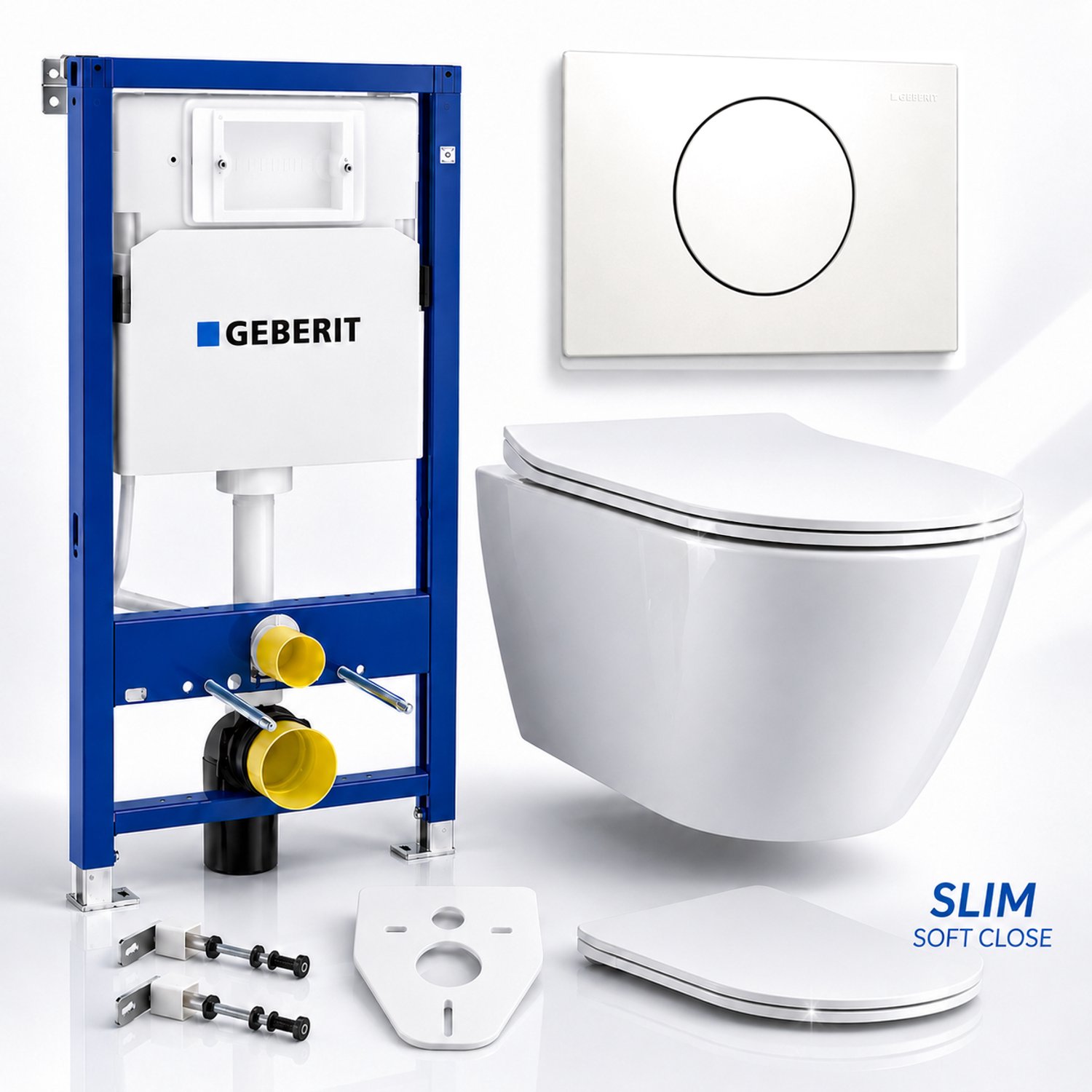 Badland toiletset - Geberit Duofix Basic Delta - ROLO wit - Delta15 rond wit - 115109111