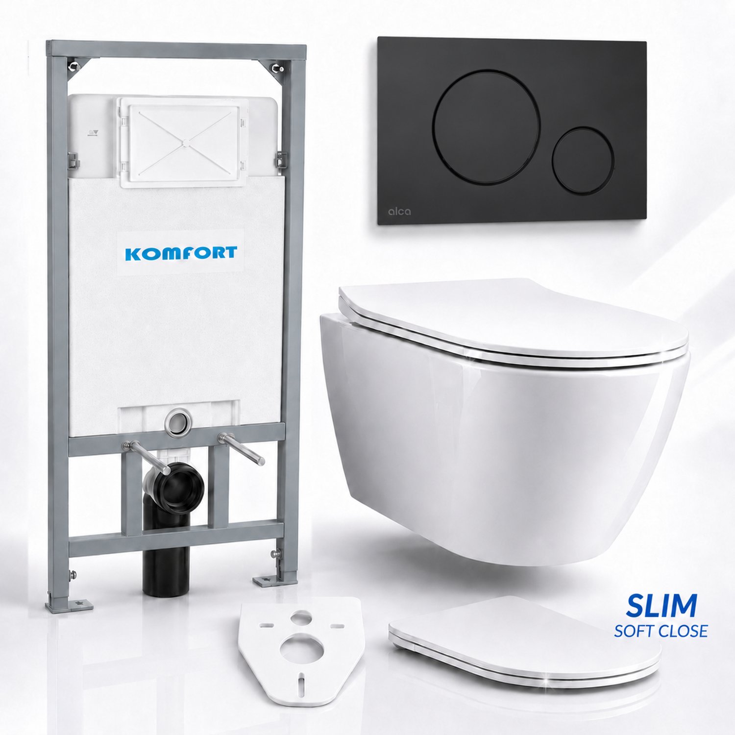 Badland toiletset - Alcaplast KOMFORT C201 1,2 m - ROLO wit - M678 zwart slim