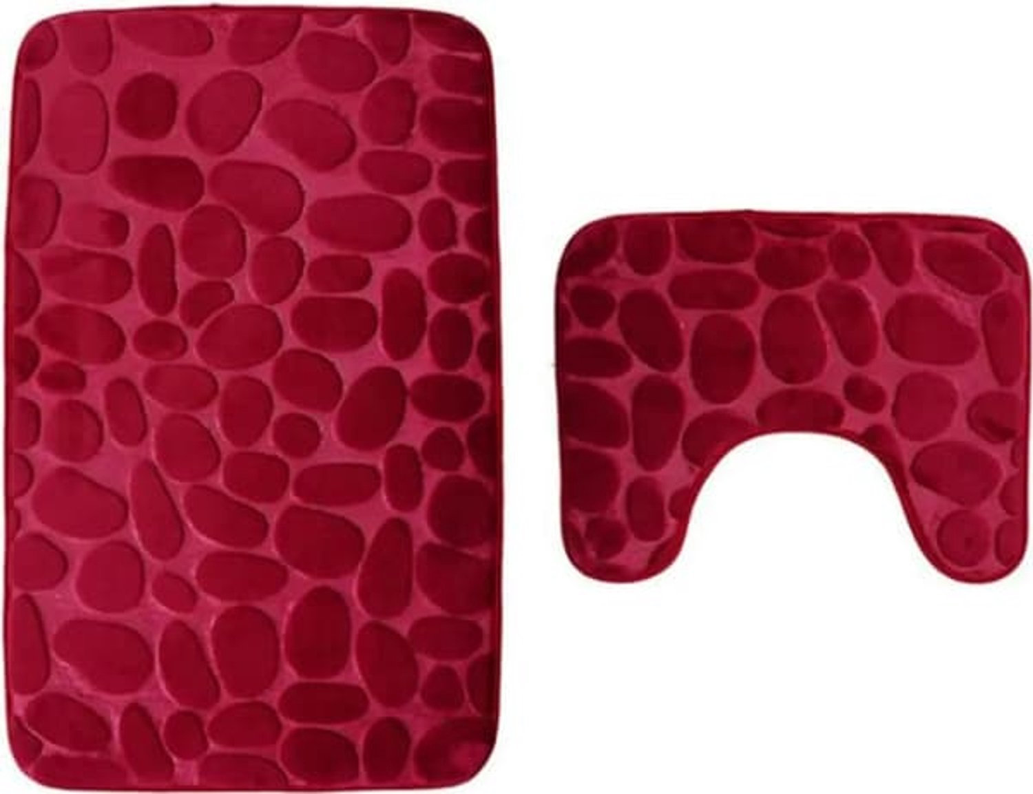 Premium twee stuks set geheugen spons kiezelsteen badkamer set - ultra zachte anti-skiing badkamer toiletmat - rood