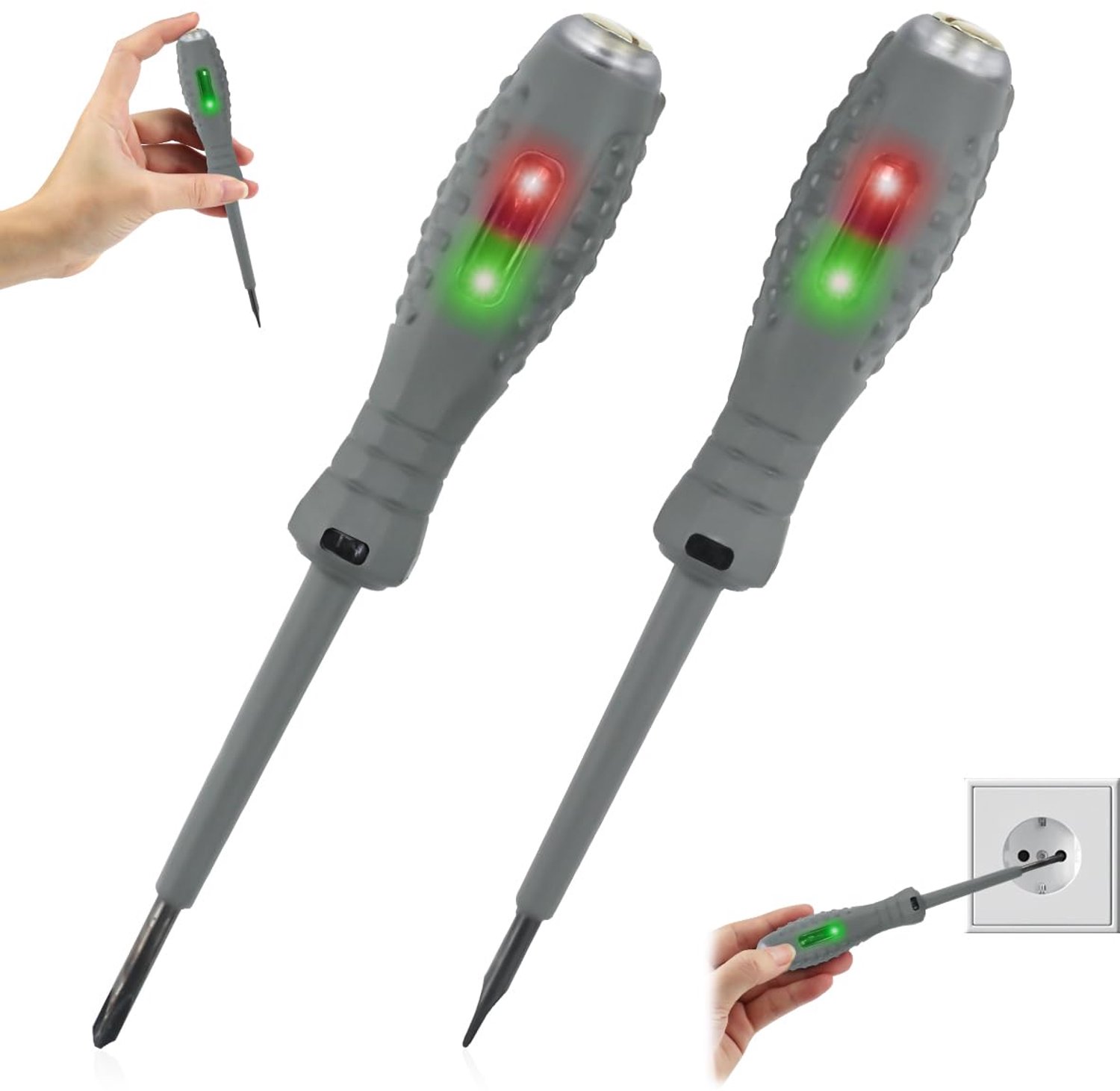 2-in-1 schroevendraaier met sterk koppel en magneet, 2 stuks, stroomdetector, magnetische schroevendraaierkop, contactloze spanningstester, voor detectie van wissel-/gelijkstroomcircuits