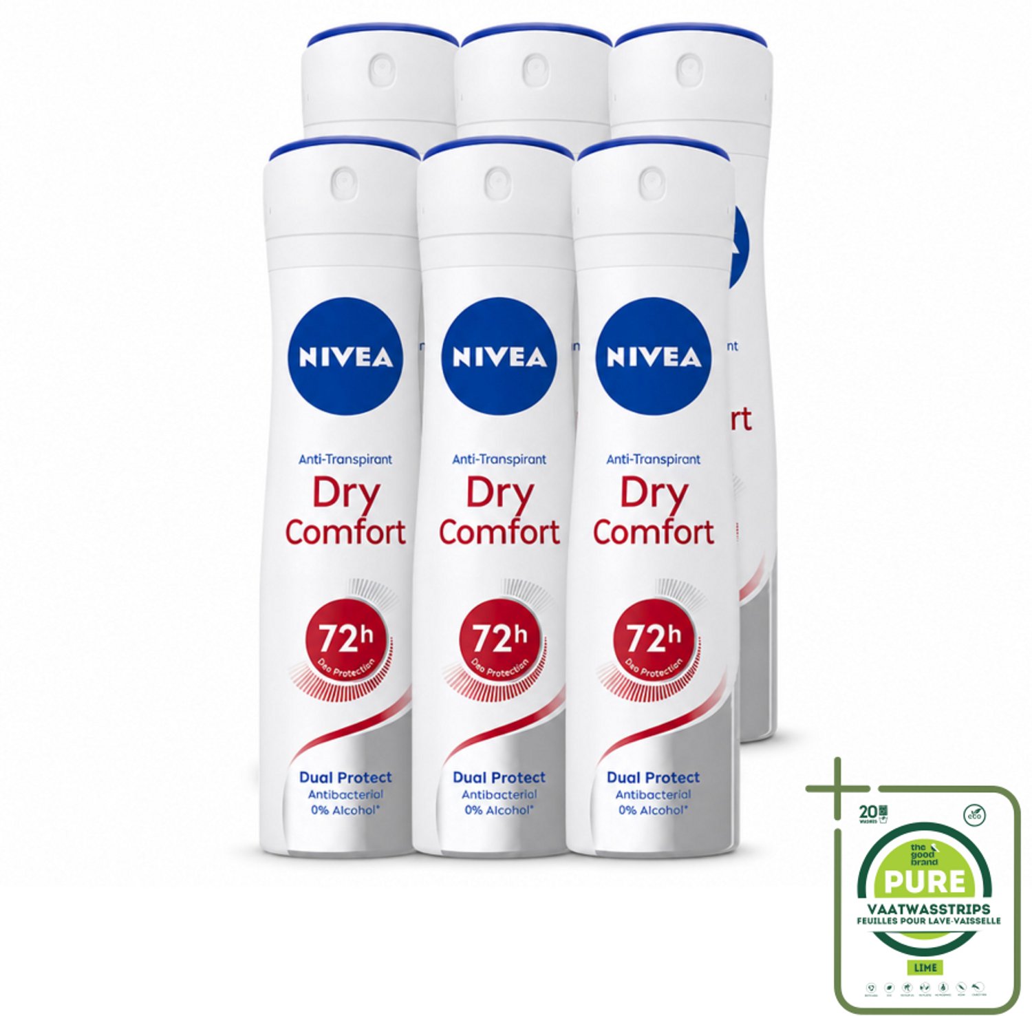 6 x NIVEA - Deodorant Spray - Droog Comfort - Antibacterieel - 150 ml - Grootverpakking - Anti-zweet - Geur Neutraliseren - 0% Alcohol - Huidverzorging - Dermatologisch Getest