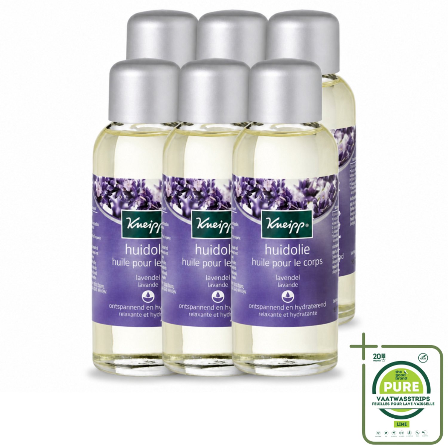 6 x Kneipp - Huidolie - Relaxing - Lavendel - Trekt snel in - 100 ml - Grootverpakking - Vaatwasstrips - Ontspanning - Huidverzorging - Lavendelolie - Natuurlijke Oliën - Vitamine A En E
