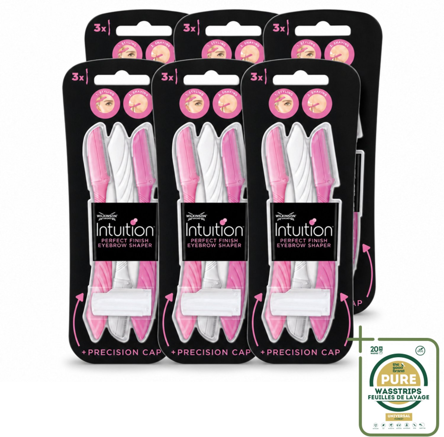 6 x Wilkinson Intuition - Navulmesjes - Wenkbrauw Shaper - Precisie - 3 mesjes - Wenkbrauw Shaper - Wenkbrauw Vormen - Haartjes Verwijderen - Exfoliatie - Huid Verzorging