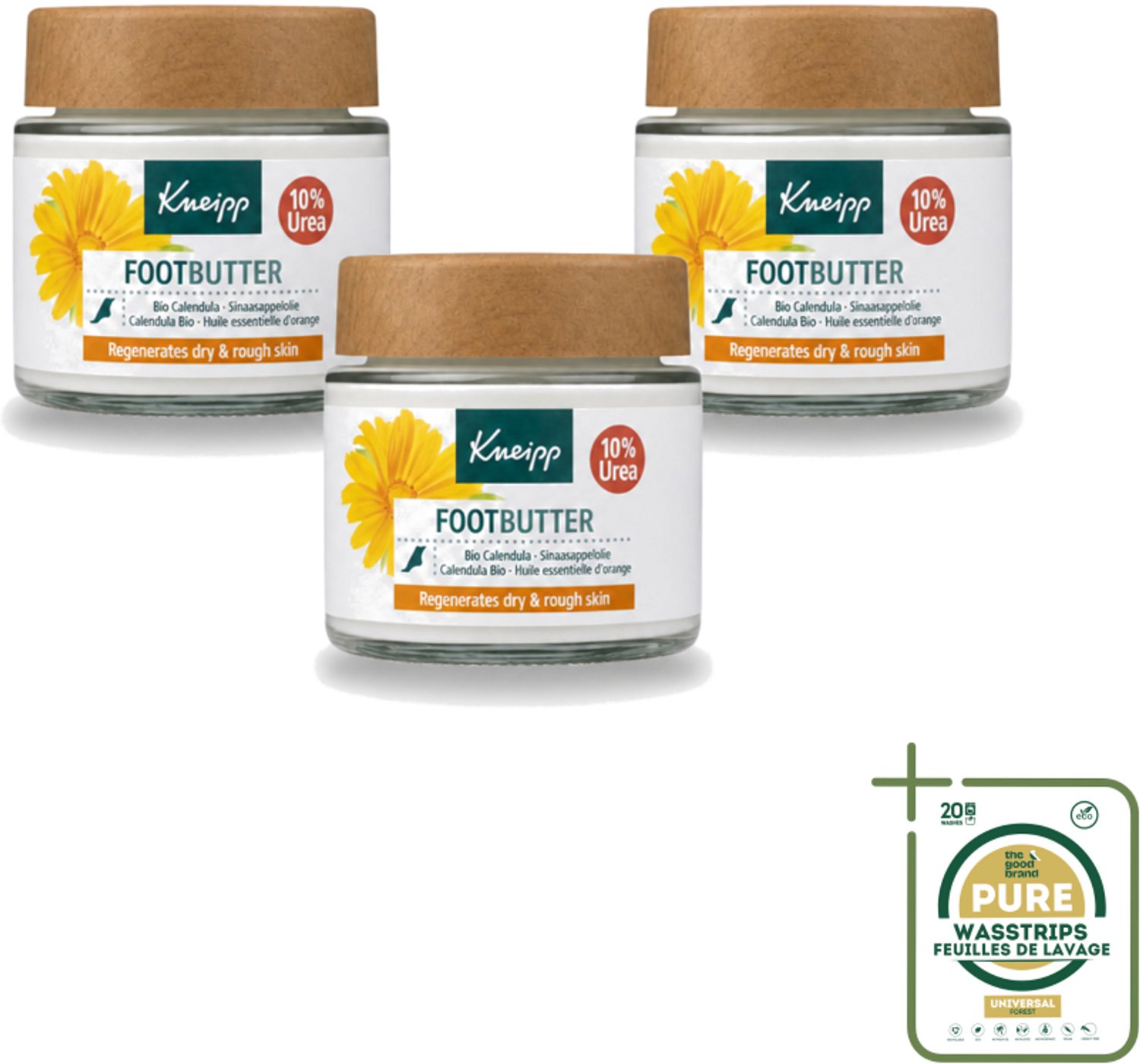 3 x Kneipp - Voetbutter - Calendula - Met citrusgeur - 100 ml - Wasstrips - Voetcrème - Voetverzorging - Voeten Verzorgen - Droge Voeten - Voetbutter