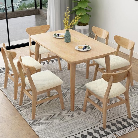 Stretch jacquard-stoelhoezen, afneembare wasbare anti-stof eetkamerstoel-zitkussen hoezen (6, beige) — afbeelding 3