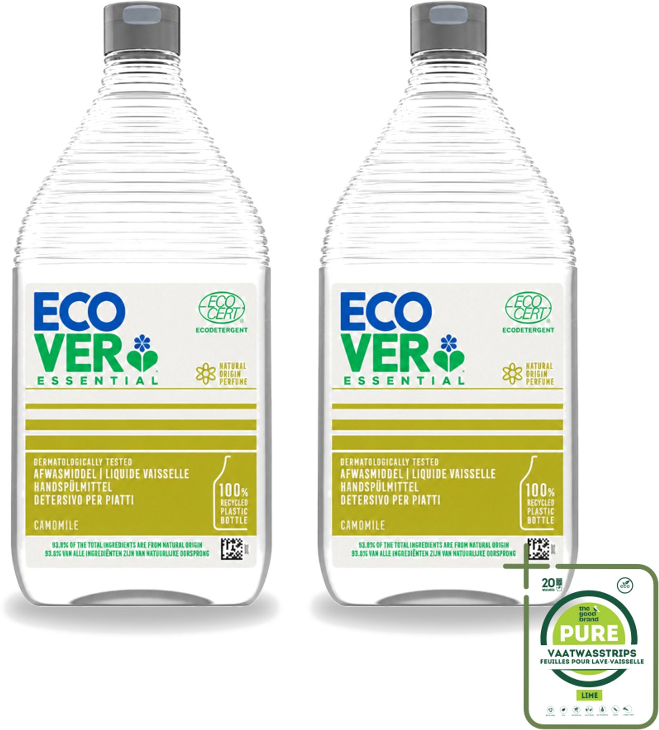 2 x Ecover - Afwasmiddel Essential - Kamille - 950 ml - Grootverpakking - Afwasmiddel Kamille - Plantaardig Afwasmiddel - Vet Verwijderen - Natuurlijke Geur - Ecologisch Afwasmiddel