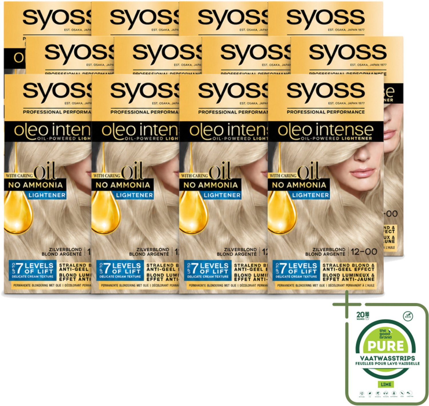 12 x SYOSS - Oleo Intense 12-00 - Haarverf - Permanente Haarkleuring - Zilverblond - Langdurige Kleur - Grootverpakking - Vaatwasstrips - Zilverblond - Haarkleur - Permanente Kleur - Ammoniakvrije Kleur - Haarverzorging