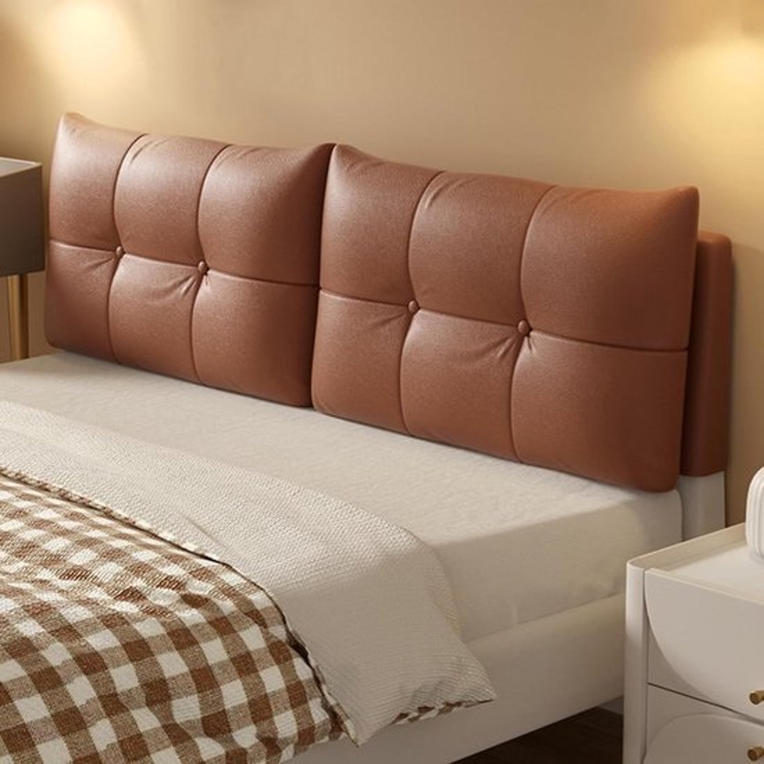Hoofdbordkussen - Rugsteunkussen - Ontspannen in bed - Afneembare hoes - 47 inch - Bruin