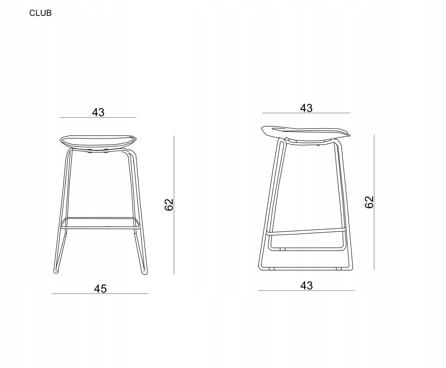Unique METRO Keukenkruk 62cm - Wit Zitting - Stijlvol & Comfortabel
