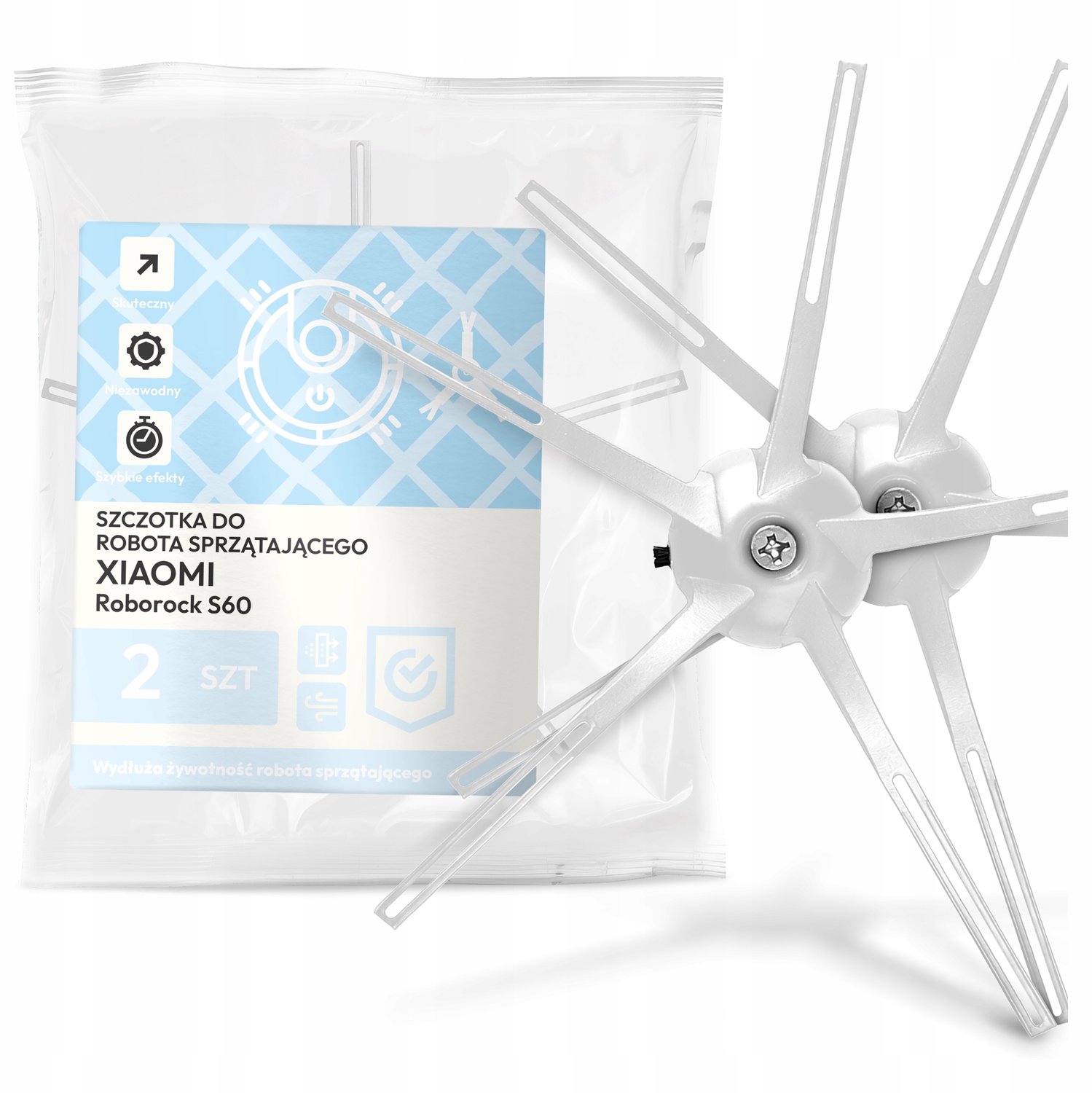 2x Zijborstel voor Xiaomi Roborock S60 Stofzuiger Robot