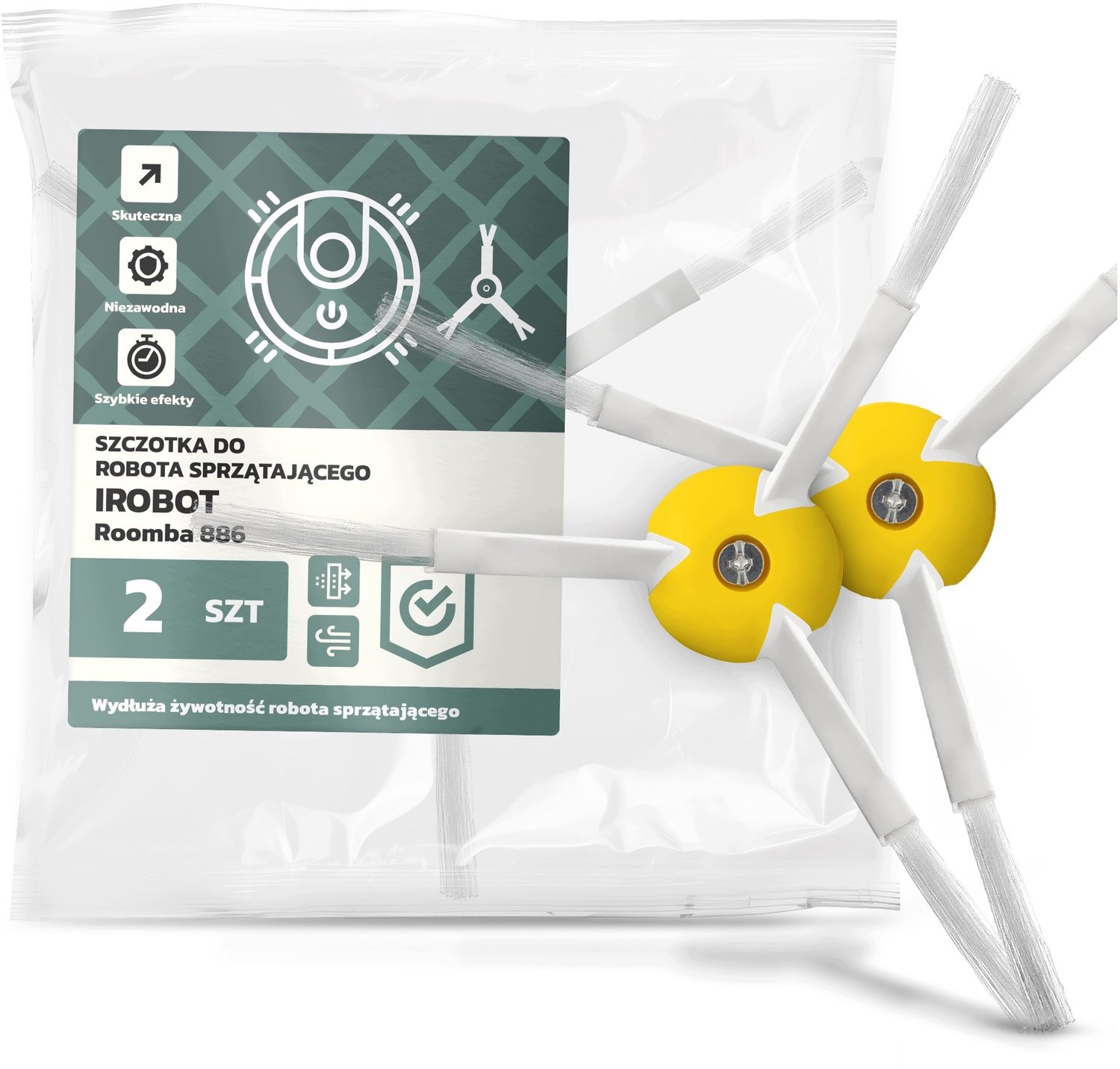 2x Zijborstel voor iRobot Roomba 886 Stofzuigerrobot - Vervangend Onderdeel