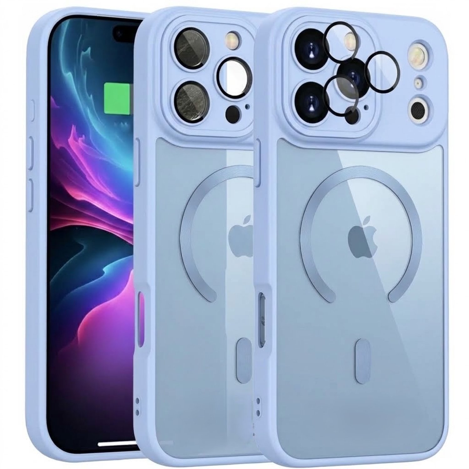 Hoesje Geschikt voor Apple iPhone 18 Pro Max - Geschikt voor MagSafe Telefoonhoesje - Licht Blauw - Casemania Matte Armor Magnetische Back Cover - Val/Stoot Bescherming met Camera Protection