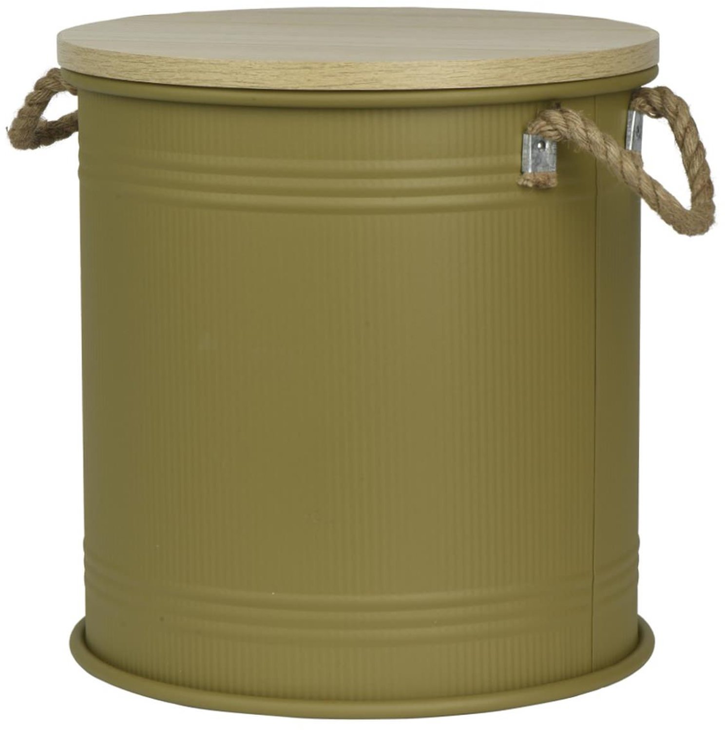 Kaemingk ijzeren ton met deksel groen 35 cm hoogte 37,5 cm
