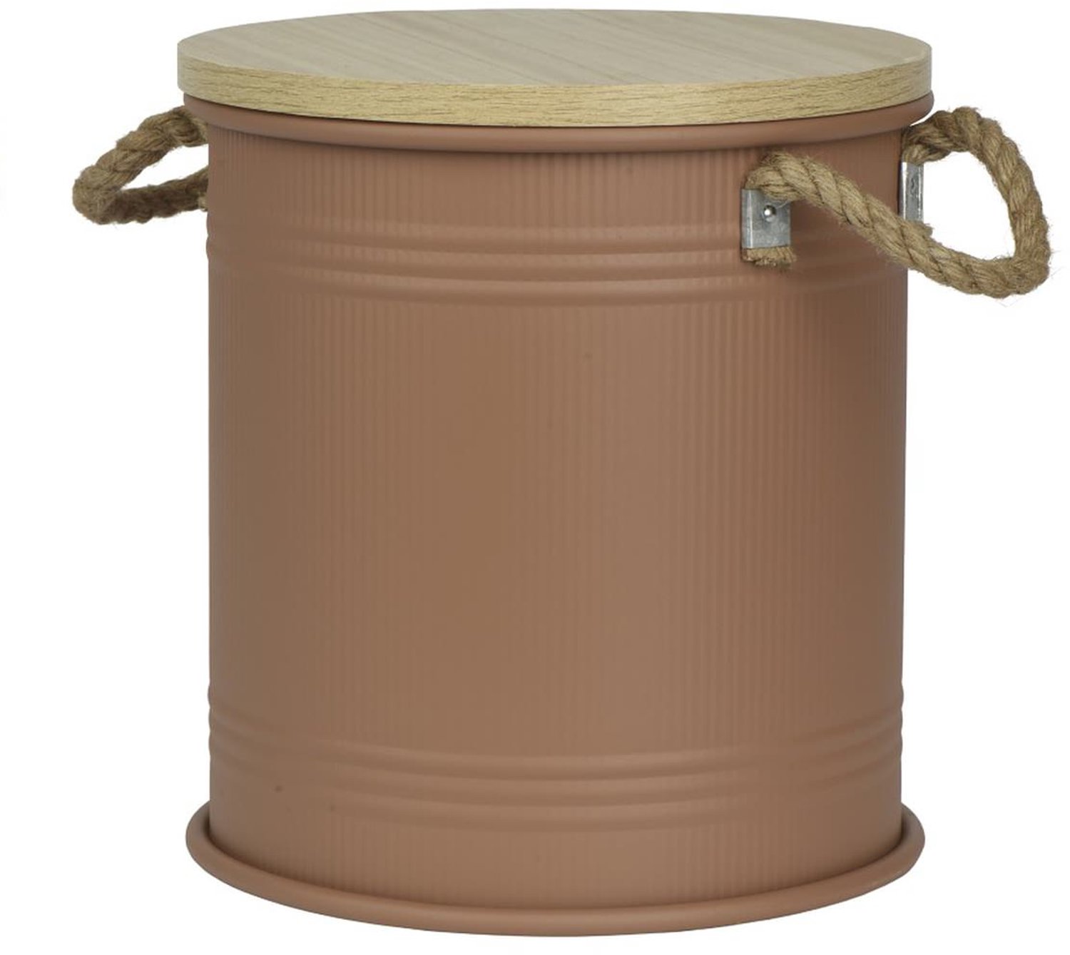 Kaemingk ijzeren ton met deksel bruin 30 cm hoogte 33 cm