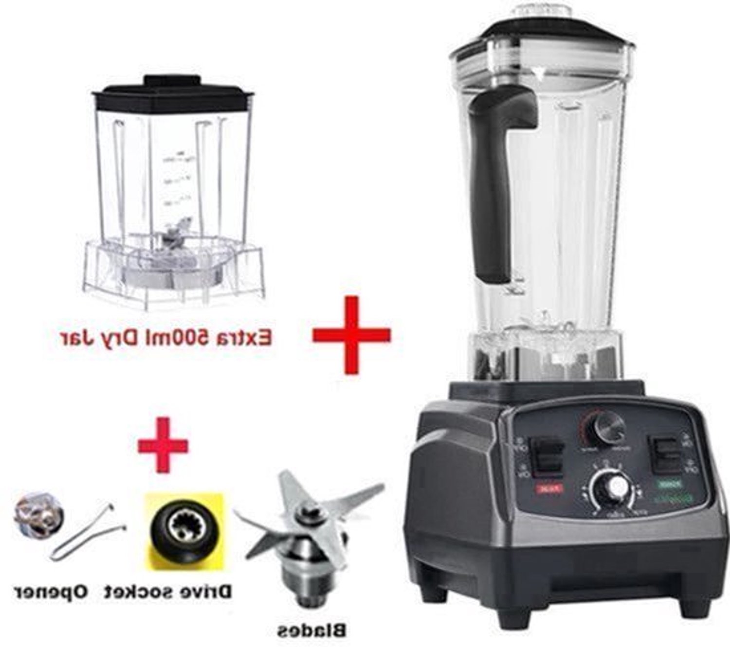Blender - Smoothie Maker - Blender Smoothie - Foodprocessor - 2200W - 2L - BPA-vrije - Zes Mesbladen - Ice Crusher - Extra 500 ml DJ N 3PA