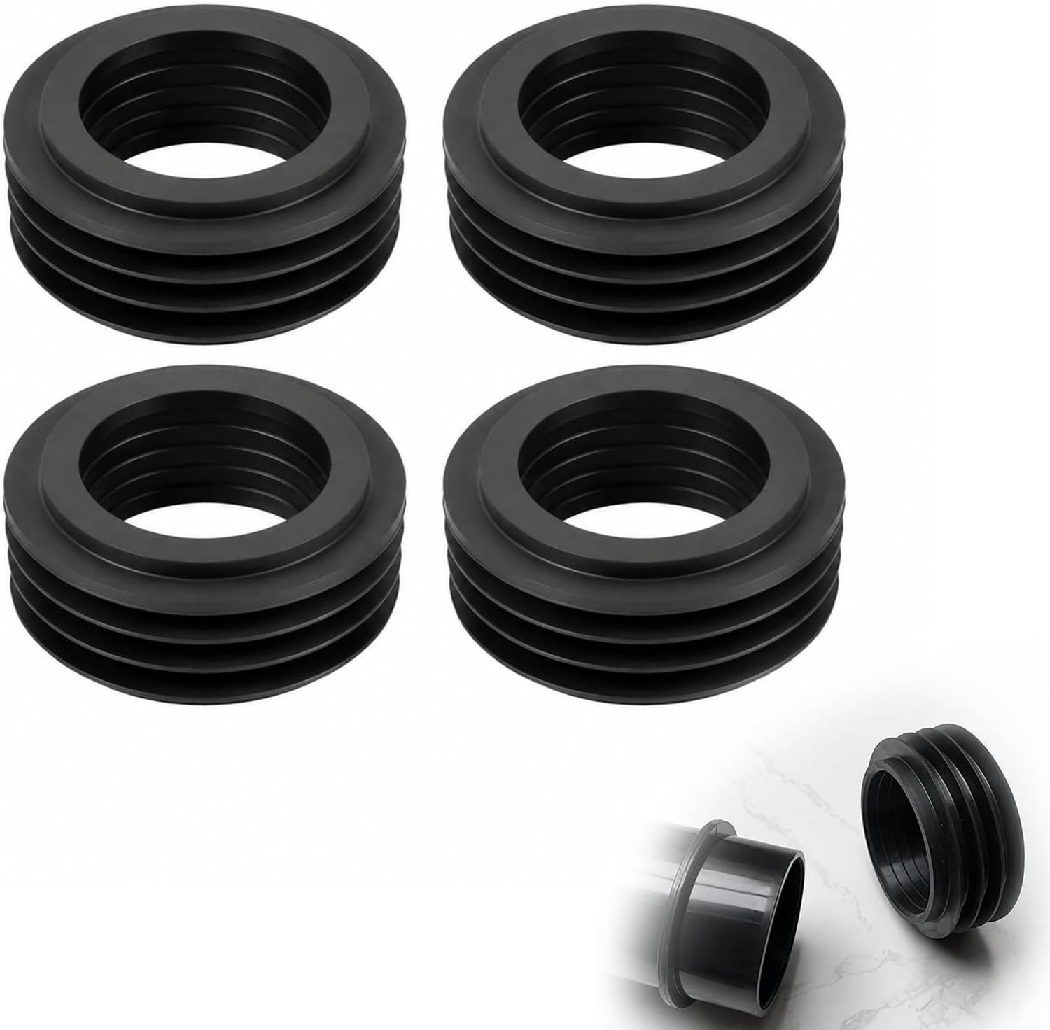 Afvoerafdichting voor inbouwwasbak, rubberen manchet 36-45 mm, 60 mm buiten diameter, geschikt voor toilet en afvoerleidingen, duurzame rubberen afdichting