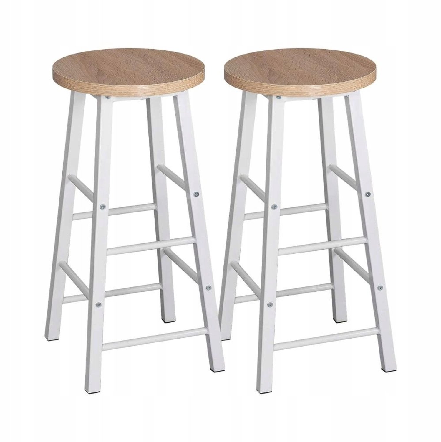 Woltu barkrukken 2 stuks wit & eiken 71 cm
