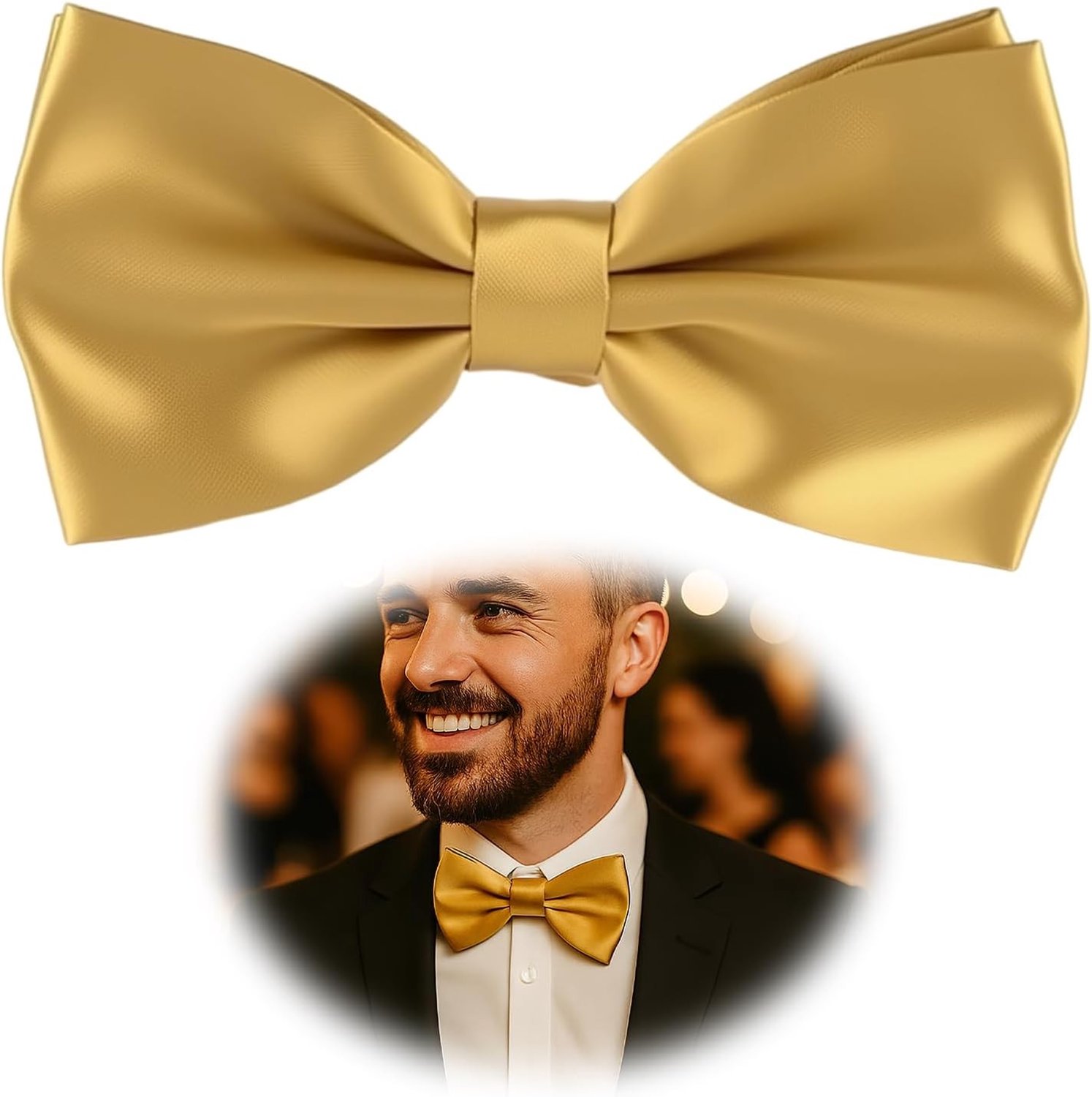 Elegante Verstelbare Strikdas voor Mannen, Glanzende Look met Haaksluiting, Geschikt voor Tuxedo en Formele Gelegenheden, Kostuum Accessoire, Goud, 10 cm