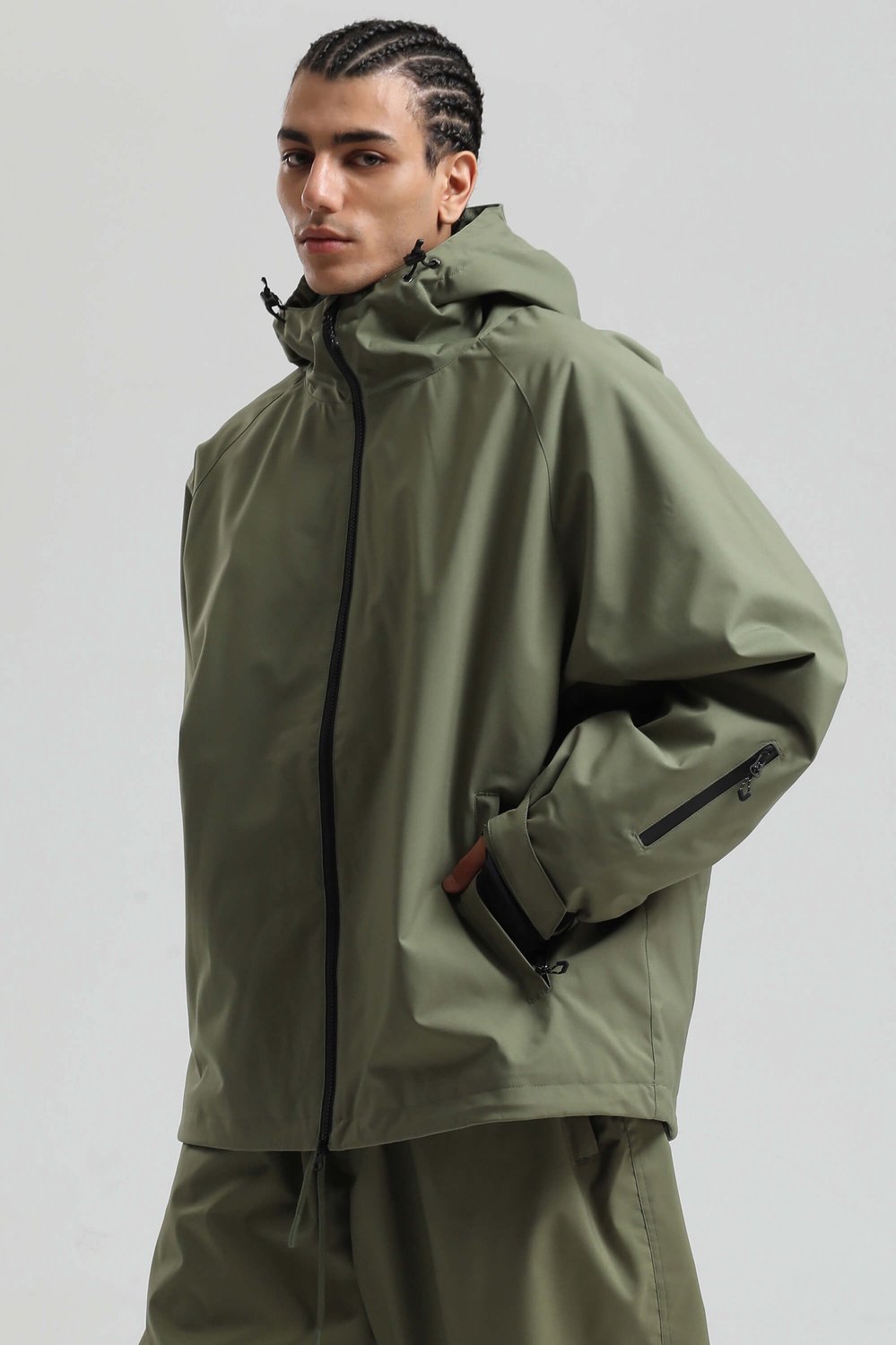 GSOU SNOW Unisex oversized ski- en snowboardjas 15K waterdicht Legergroen