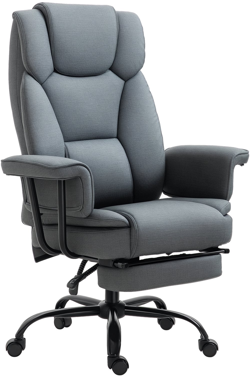 Vinona Ergonomische bureaustoel - Met voetensteun en verstelbare rugleuning - In hoogte verstelbaar - 68 x 80 x 120-126 cm - Grijs