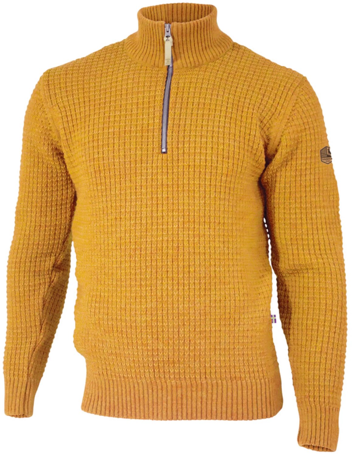 Ivanhoe trui Moritz half zip Autumn Blaze - 100% wol - Geel