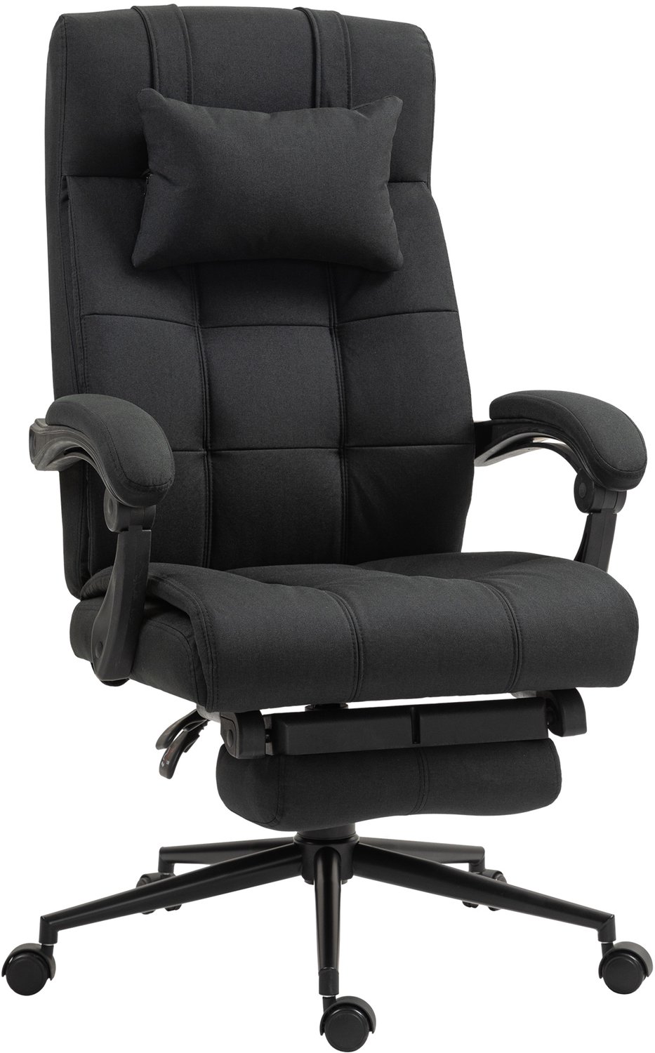 Vinona Ergonomische bureaustoel - Met voetensteun en hoofdsteun en verstelbare rugleuning - In hoogte verstelbaar - 66 x 76 x 112-120 cm - Zwart