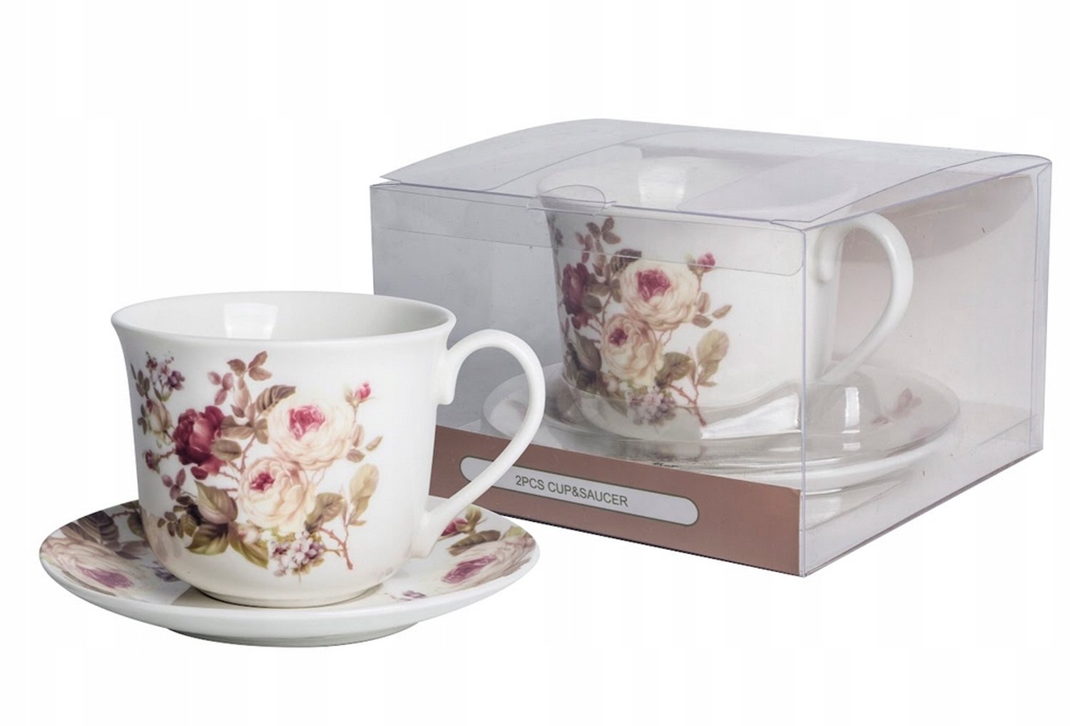 Livello Grande Porseleinen Kop & Schotel 400ml - Bloemendessin