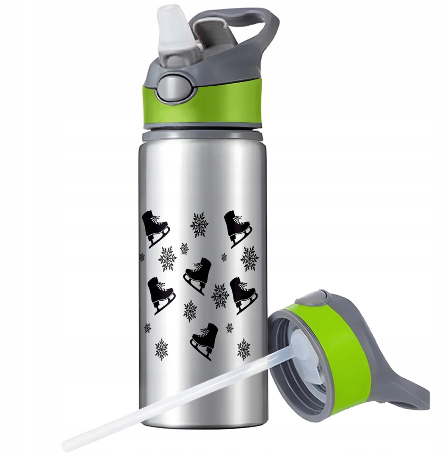 Sport Bidon 650ml Aluminium met Rietje en Handvat
