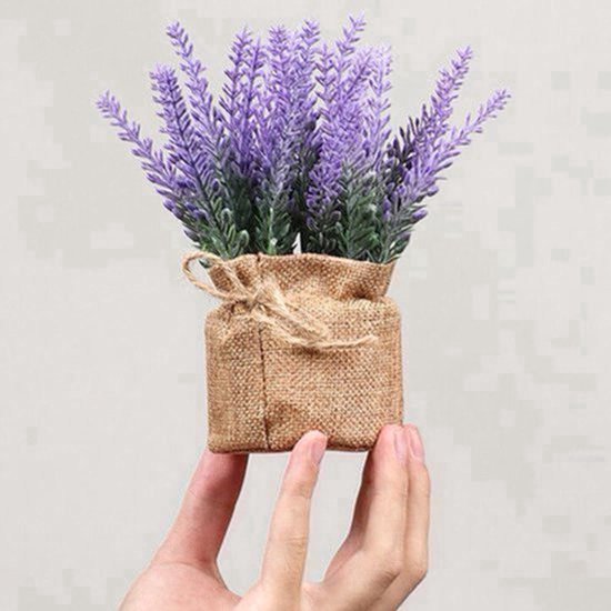 Kunstlavendel 2 stuks - Kleine faux lavendel planten - Rustieke boerderij stijl voor bruiloft en interieur - Vaasvuller voor thuisdecoratie - Roze