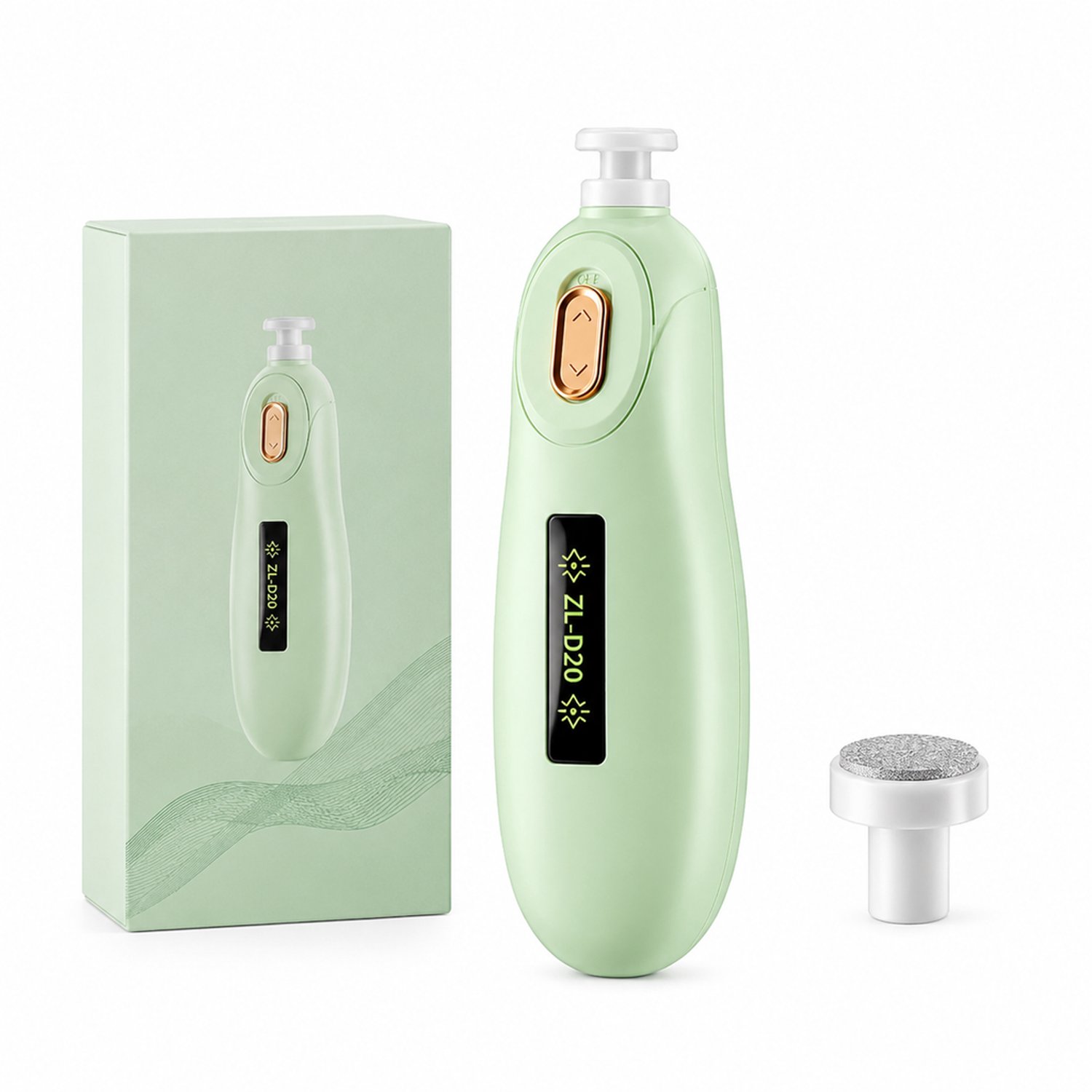 elektrische nagelknipper - groen batterijmodel - 3 snelheden met verlichting - met één vijlkop voor thuisgebruik - geschenkdoos