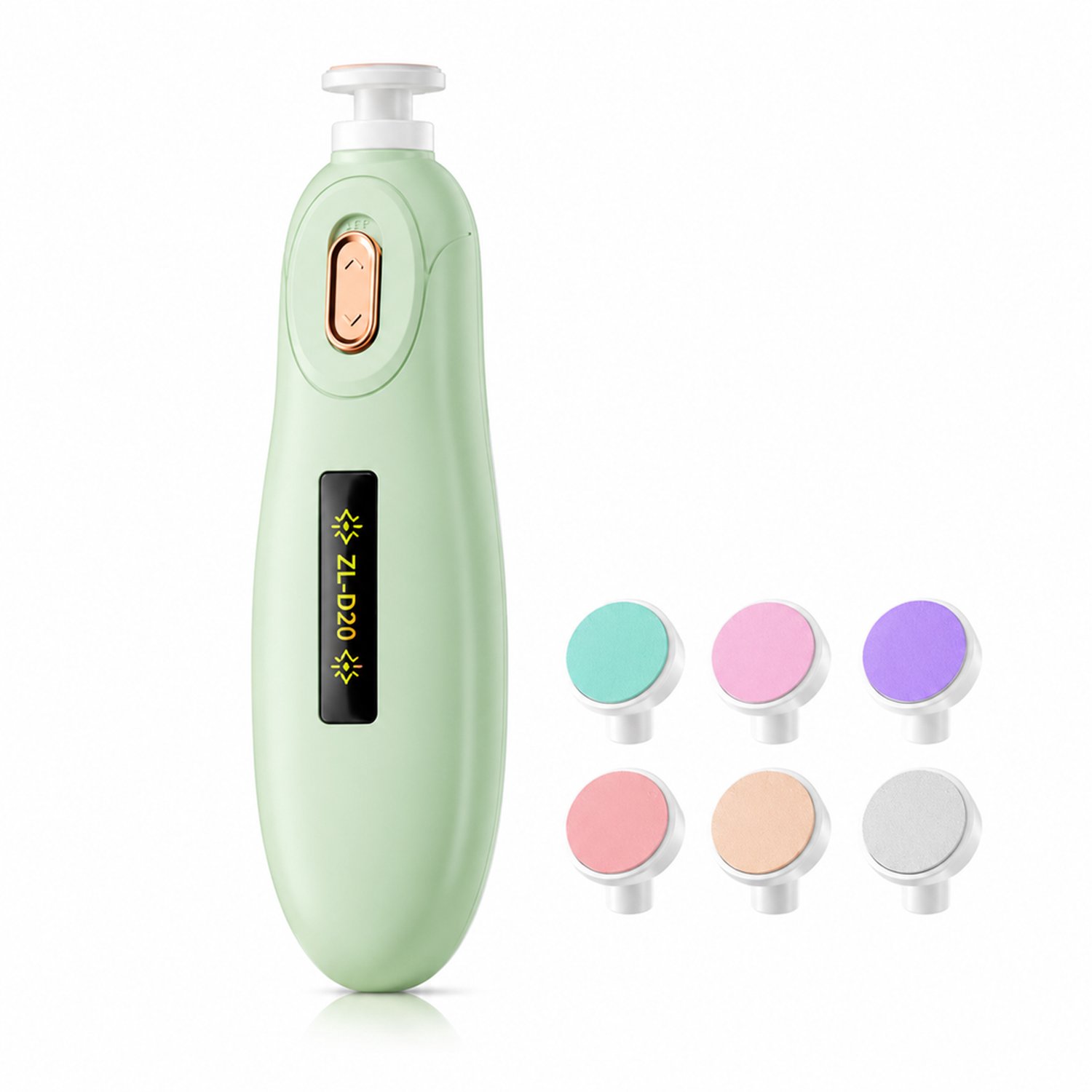 elektrische nagelknipper - groen met 6 slijpkoppen - elektrische nagelverzorging - voor dagelijks thuisgebruik